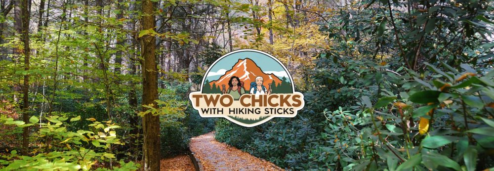 Two Chicks with Hiking Sticks